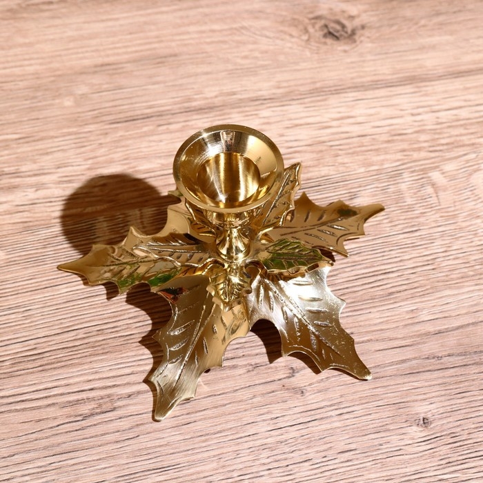 Подсвечник "Лист" латунь 8 см