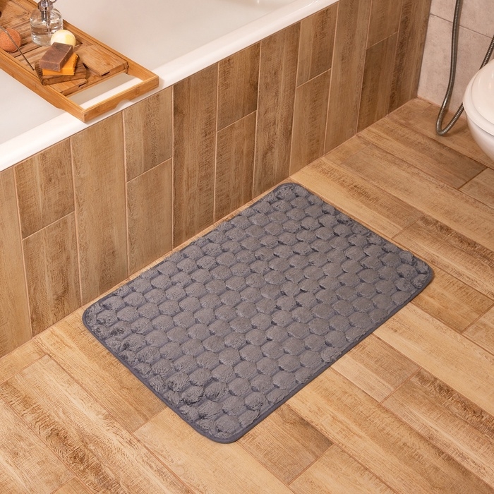 Коврик для ванной Этель «Ромбы», цв. светло-серый, 50х80 см Коврик для ванной Этель «Ромбы», цв. светло-серый, 50х80 см