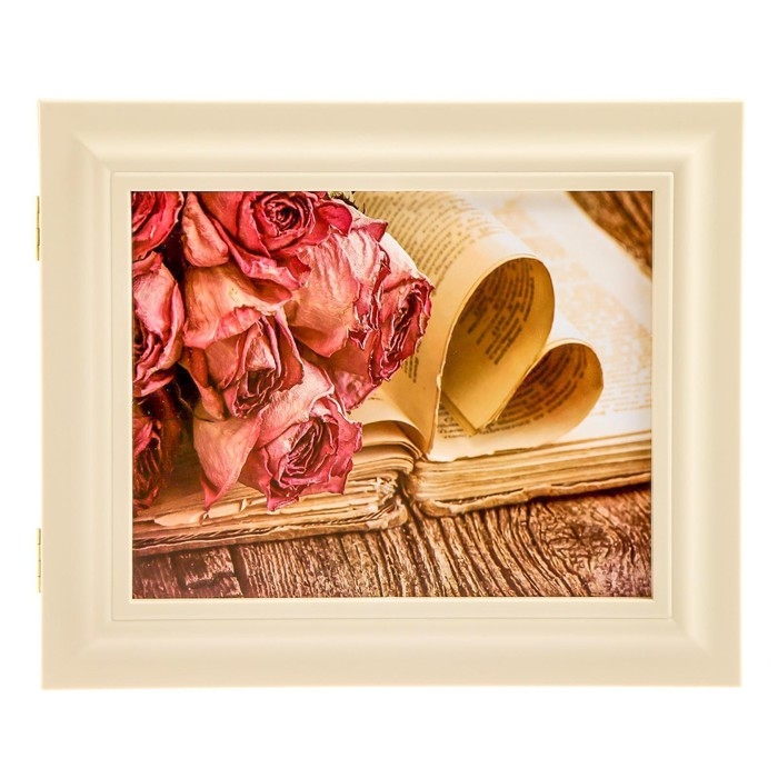 Ключница Ключница "Цветы на книге" Слоновая кость 26,5х31,5х4,5 см