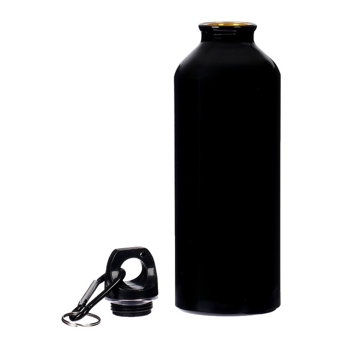 Бутылка для воды, 500 мл,  корпус из алюминия, пластик, черная Бутылка для воды, 500 мл,  корпус из алюминия, пластик, черная