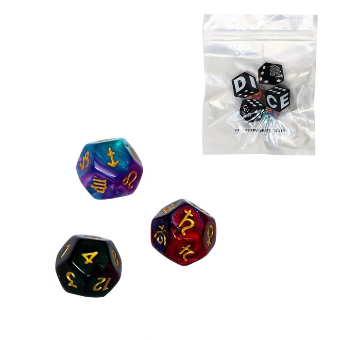 Астрологические кубики для гадания Астрологические кубики для гадания "Время игры. Звездное небо", 3 шт