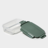 Контейнер пищевой Lock&Ok, 0,75 л, 18,6×12,2×5,5 см,прозрачный, крышка зеленая