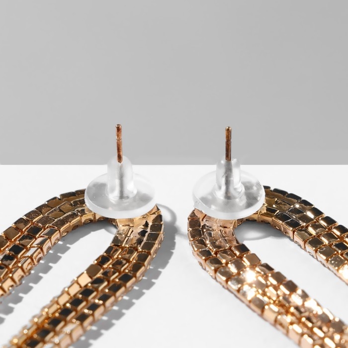 Серьги висячие со стразами «Голливуд» полукруг, 6 рядов, цвет белый в золоте, 19,5 см Серьги висячие со стразами «Голливуд» полукруг, 6 рядов, цвет белый в золоте, 19,5 см