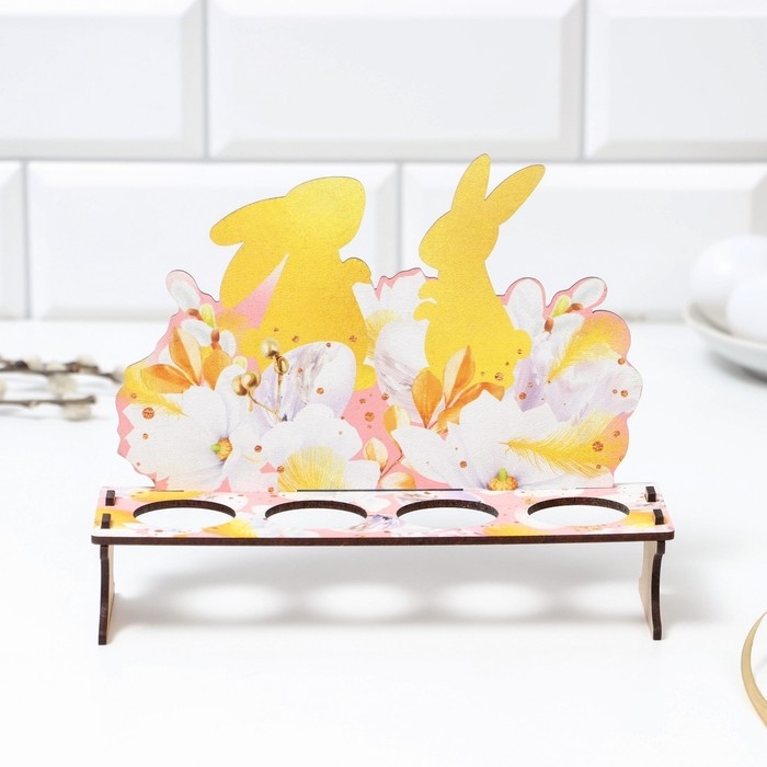 Подставка на 4 яйца «Кролики», 19,6 х 16 х 6 см. Подставка на 4 яйца «Кролики», 19,6 х 16 х 6 см.