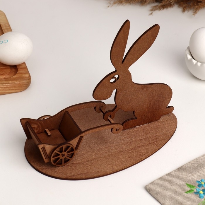 Подставка Подставка "Пасхальный кролик с тачкой" золотая