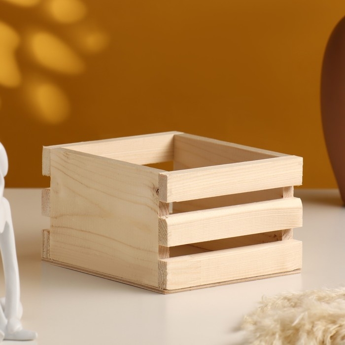 Кашпо деревянное трехреечное 14,5х12,5х8 см натуральный Кашпо деревянное трехреечное 14,5х12,5х8 см натуральный