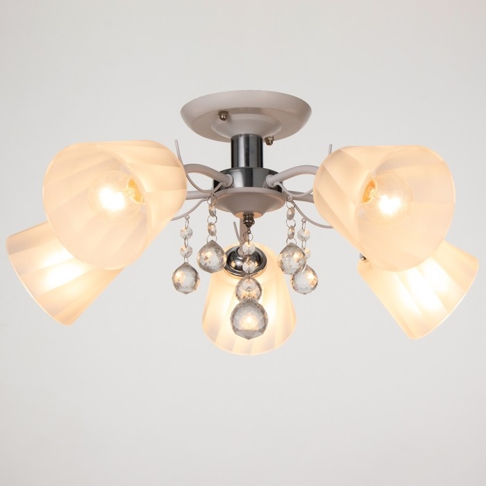 Люстра 2785/5 E27 40Вт бело-хромовый 55х55х30 см BayerLux Люстра 2785/5 E27 40Вт бело-хромовый 55х55х30 см BayerLux