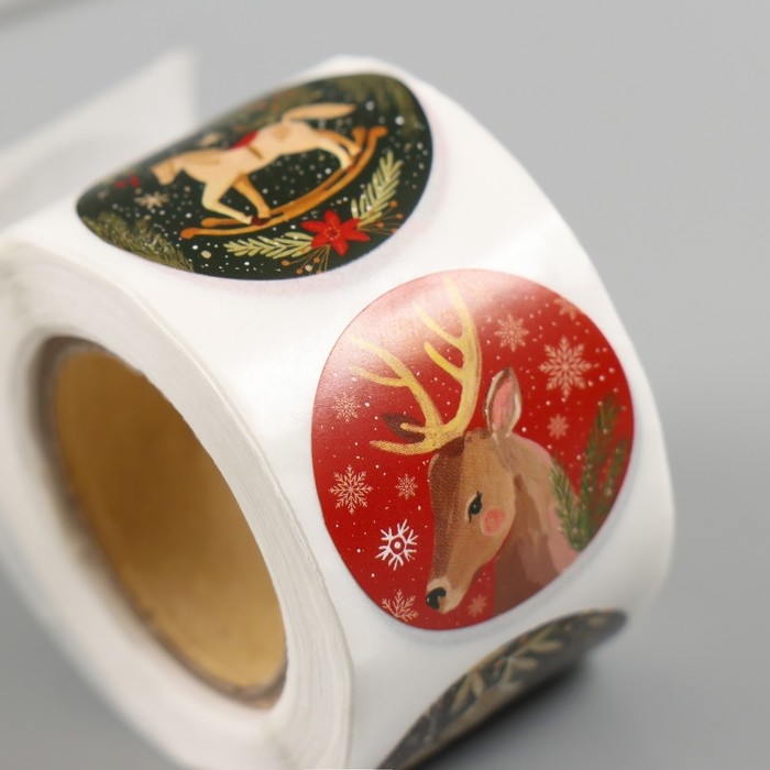 Наклейка бумага Наклейка бумага "Новогодние игрушки" d=2,5 см 252 шт в рулоне