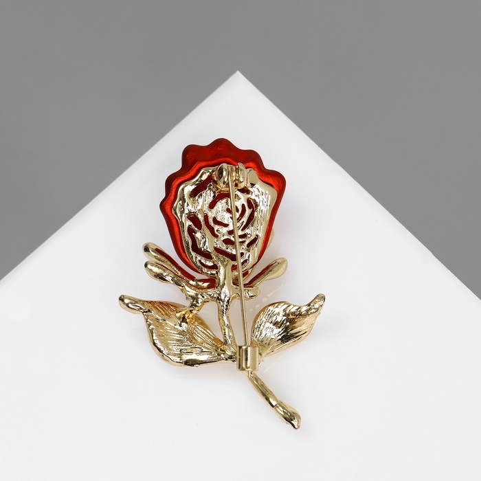 Брошь Брошь "Цветок" роза, цвет красный в золоте