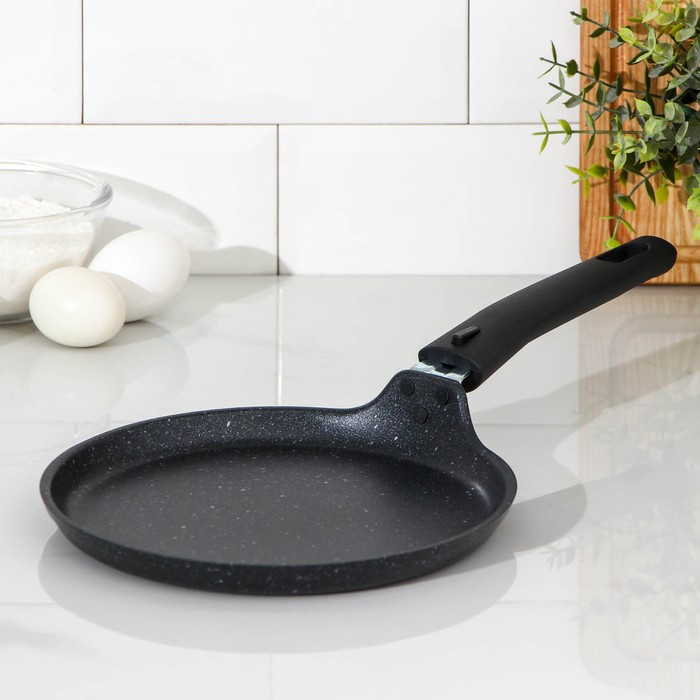 Сковорода блинная, d=20 см, пластиковая ручка, антипригарное покрытие, цвет тёмный мрамор Сковорода блинная, d=20 см, пластиковая ручка, антипригарное покрытие, цвет тёмный мрамор