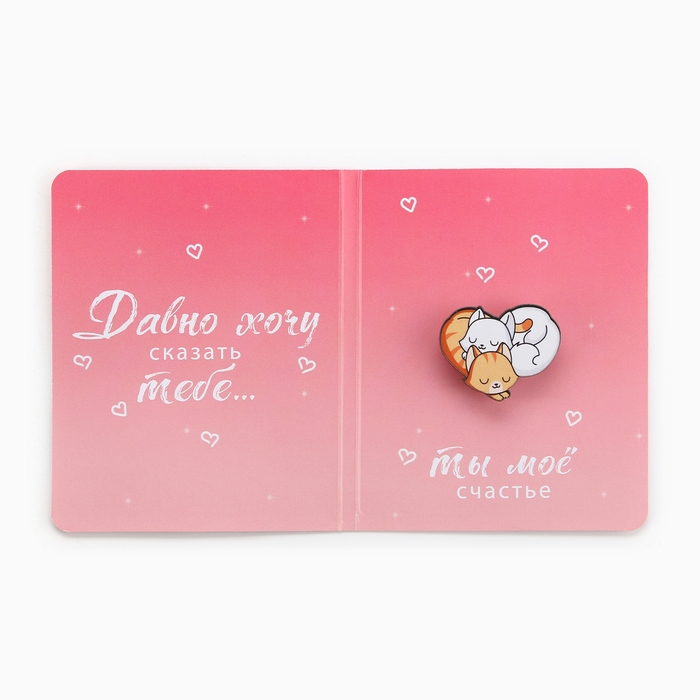 Значок на открытке «Котики», 10 х 8 см Значок на открытке «Котики», 10 х 8 см