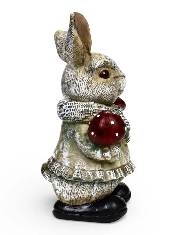 Садовая фигура из полистоуна &laquo;Зайка с грибами&raquo;, 26&times;12&times;16 см