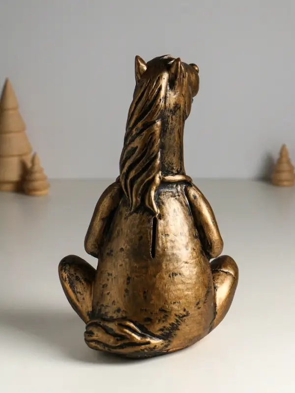 Копилка "Лошадь с подковой" 14х15х24 см, бронза