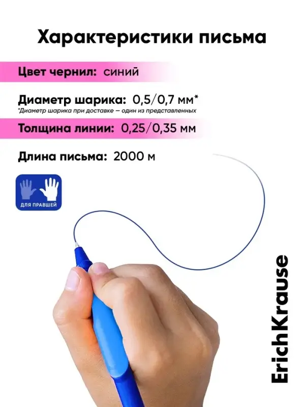 Набор ручек шариковых ErichKrause ErgoLine Grip Neon, SuperGlide, 2 штуки, уз 0.5 мм, син