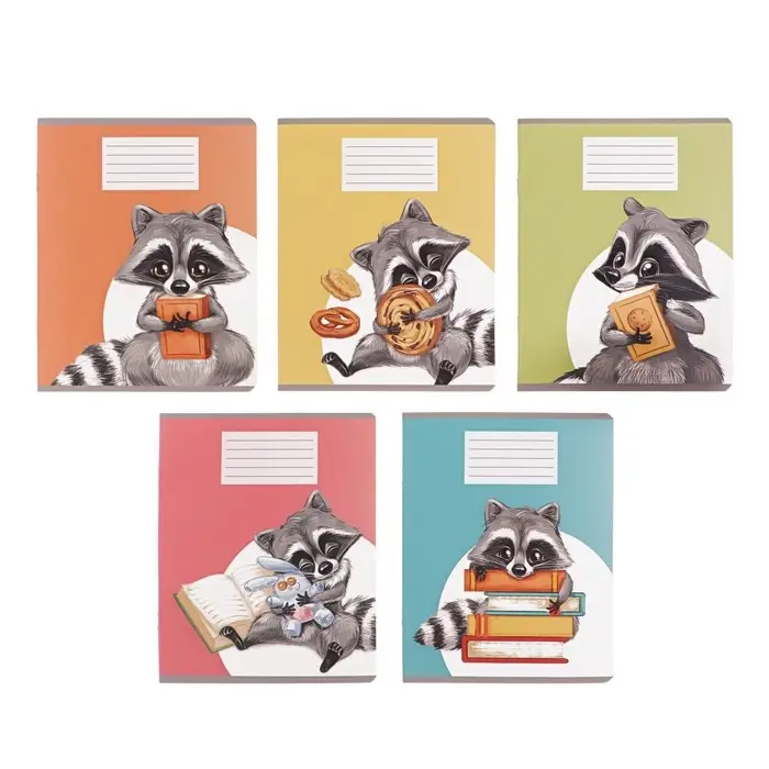 Тетрадь 18 листов в клетку Calligrata &laquo;Еноты&raquo;, обложка мелованный картон, блок офсет, белизна 95%, МИКС