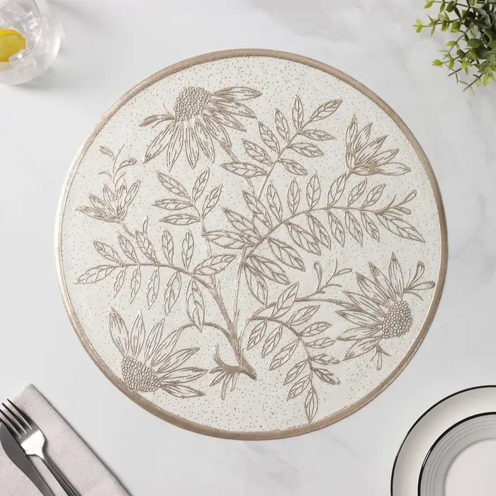 Салфетки сервировочные на стол Доляна &laquo;Ботаника&raquo;, 2 шт., d=38 см, бежевые