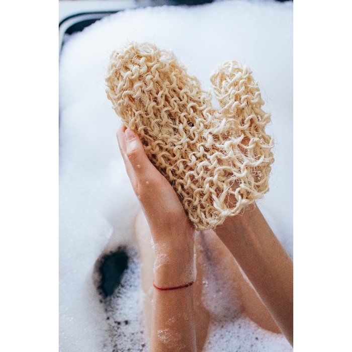 Мочалка-варежка Доляна, 20×15 см, жёсткая, сизаль Мочалка-варежка Доляна, 20×15 см, жёсткая, сизаль