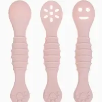 Ложка детская для прикорма, силикон, набор 3 шт., розовый M&B