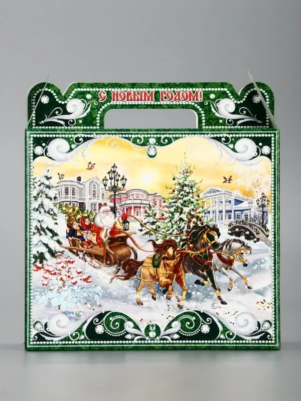 Подарочная коробка новогодняя «Чудо тройка» Чемоданчик малый, 17.3×6.5×15 см Подарочная коробка новогодняя «Чудо тройка» Чемоданчик малый, 17.3×6.5×15 см