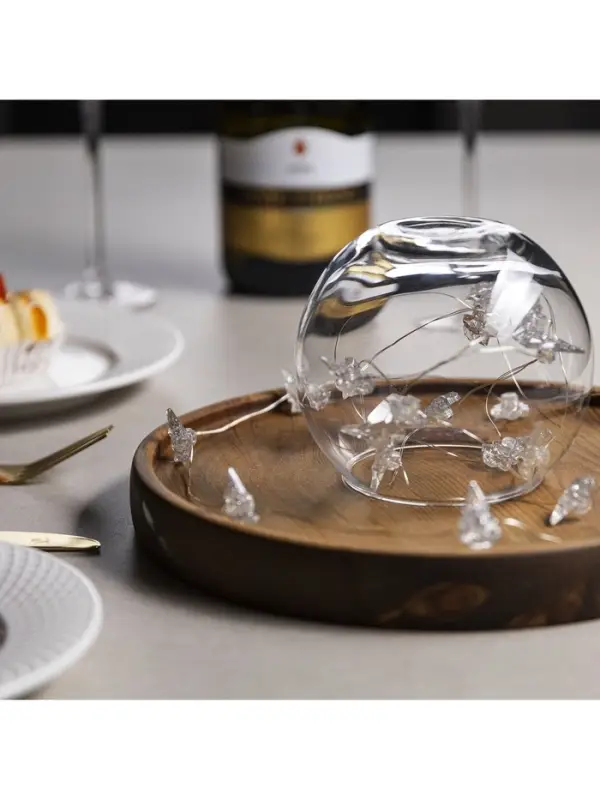 Гирлянда &laquo;Нить&raquo; 2 м, роса с насадками &laquo;Снежная ёлочка&raquo;, IP20, серебристая нить, 20 LED, 2 режима, от батареек АА&times;2, свечение белое