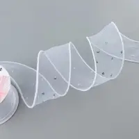 Лента капроновая &laquo;Волна&raquo;, с блёстками, 50 мм, 9&plusmn;1 м, белая