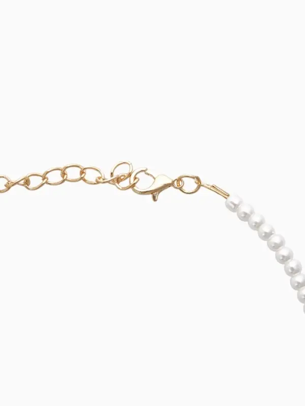 Чокер «Сердце» жемчужные бусины, цвет белый в золоте, 33 см + 5 см доп, цепочка