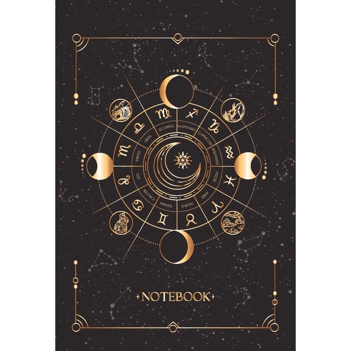 Блокнот А5, 80 листов в клетку, на гребне Блокнот А5, 80 листов в клетку, на гребне "Астрология", твердая подложка, обложка мелованный картон, блок 60г/м2
