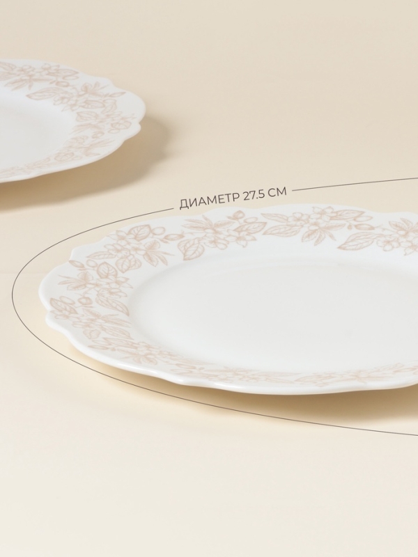 Тарелки SL Home «Аманде», d=27,5 см, набор 2 шт, фарфор, белые Тарелки SL Home «Аманде», d=27,5 см, набор 2 шт, фарфор, белые