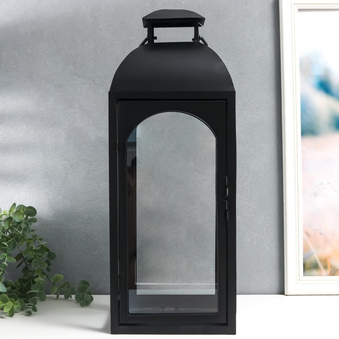 Подсвечник металл Подсвечник металл "Фонарь купольный" чёрный набор 2 шт 14,5х14,5х35 см 47х18х19 см