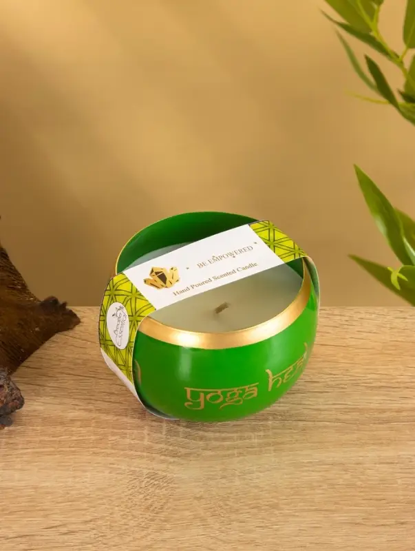 Свеча в чаше Yoga heal the soul зелёная, соевый воск 200 гр 8,5х7 см