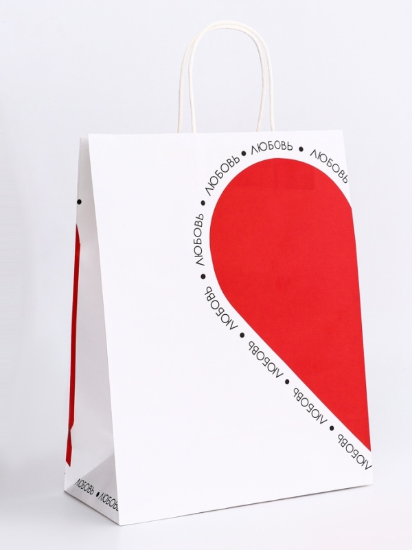 Пакет подарочный крафт Пакет подарочный крафт "Любовь" 26 х 11 х 32 См