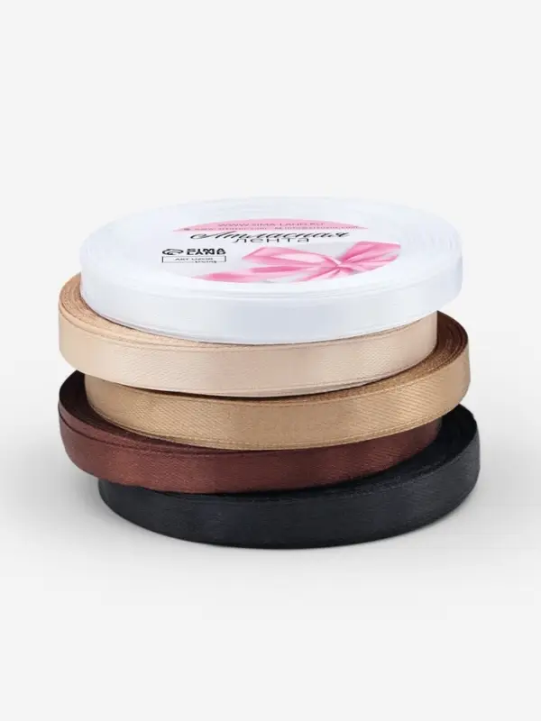 Атласная лента, набор 5 шт. &laquo;Уютный&raquo;, 10 мм, 23&plusmn;1 м