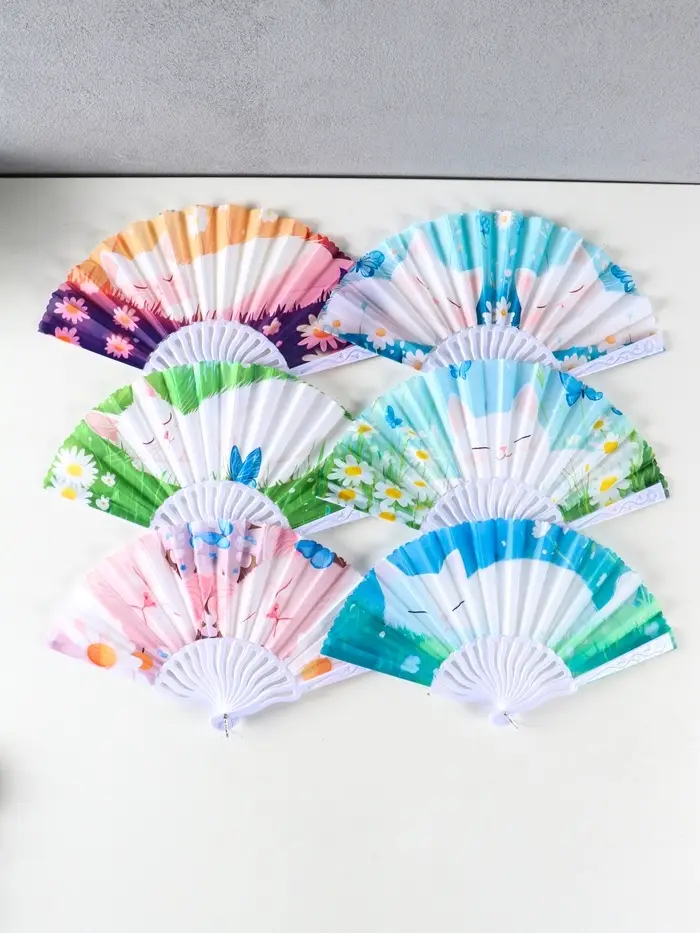 Веер пластик, текстиль "Спящие котики на полянке" МИКС 23 см Веер пластик, текстиль "Спящие котики на полянке" МИКС 23 см