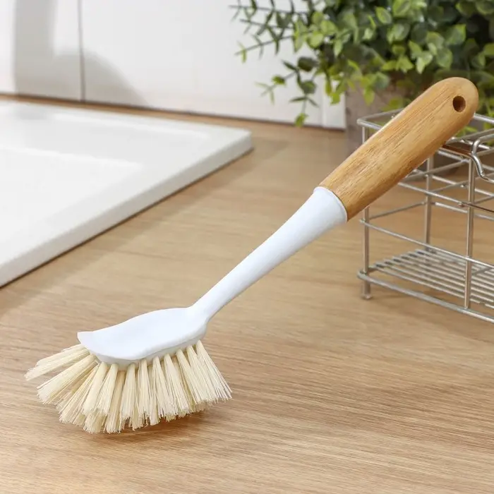 Щётка для посуды Доляна Meli, 8×6,5×29 см, бамбуковая ручка, цвет бежевый Щётка для посуды Доляна Meli, 8×6,5×29 см, бамбуковая ручка, цвет бежевый