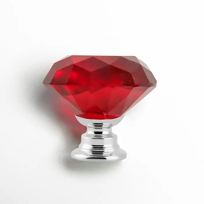 Ручка-кнопка CAPPIO "Алмаз", цвет красный, стеклянная, d=25 мм