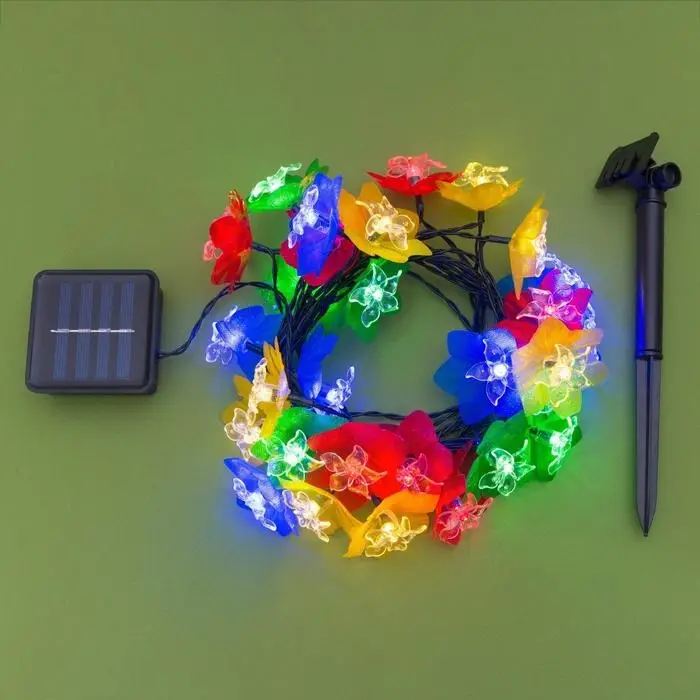 Гирлянда &laquo;Нить&raquo;, 4.5 м, уличная, с насадками &laquo;Лилия&raquo;, IP44, 30 LED, 2 режима, солнечная батарея, тёмная нить, свечение белое