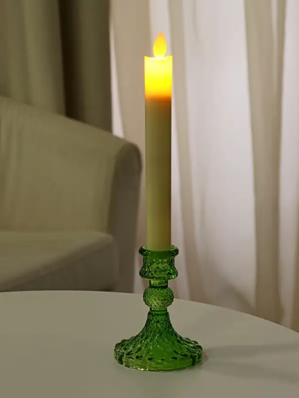 Стеклянный подсвечник на 1 свечу &laquo;Женева&raquo;, d=2.2 см, зелёный, 10.5&times;7.7&times;7.7 см