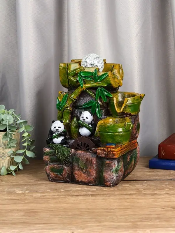 Фонтан "Панды на мельнице" 25х15х16 см (с подсветкой)