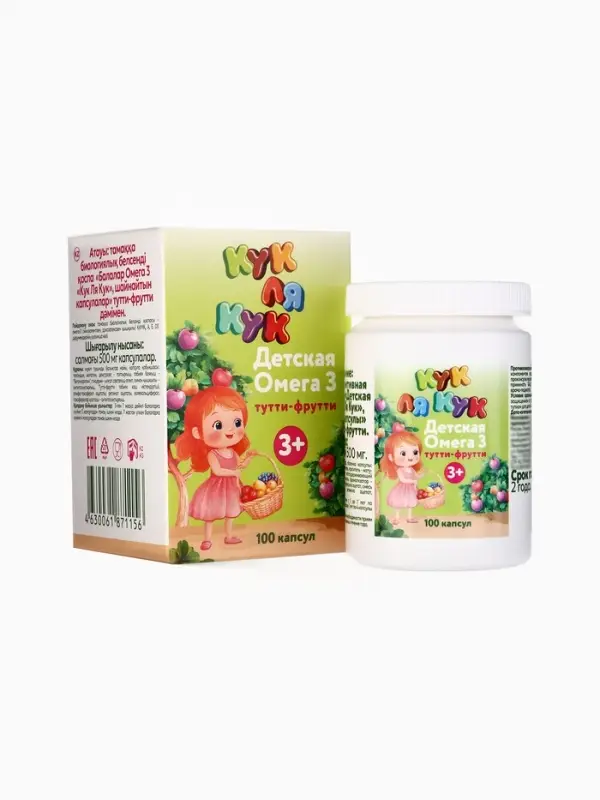 Омега-3 детская &laquo;Кук Ля Кук&raquo; со вкусом тутти-фрутти, 100 капсул
