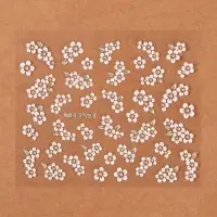 Наклейки для ногтей «Цветы», объёмные, фасовка 6 шт., цвет белый, серебристый Наклейки для ногтей «Цветы», объёмные, фасовка 6 шт., цвет белый, серебристый