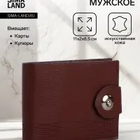 Портмоне мужское &laquo;Бадр&raquo;, 2 отделения, на магните, коричневое