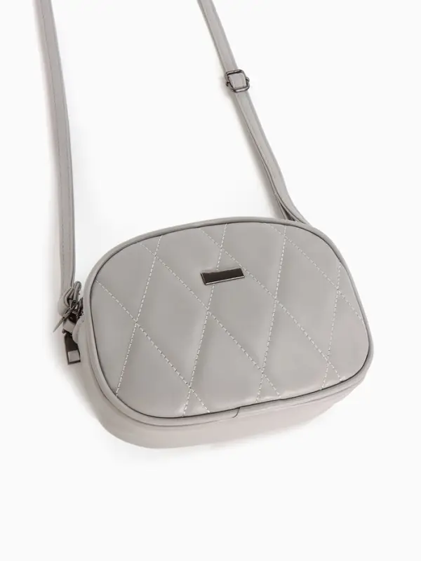 Сумка женская кросс-боди на молнии, 19&times;7&times;15 см, со стёжкой, серая