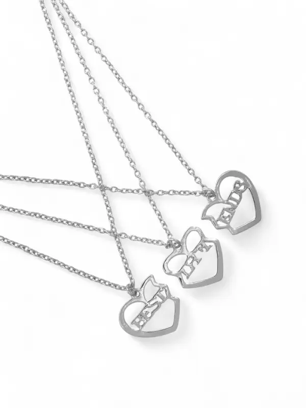 Кулоны на цепочке &laquo;Неразлучники&raquo;, с надписью best friends, 3 шт. цвет серебро, 40 см
