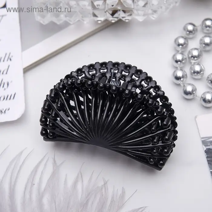 Крабик для волос «Адажио», веер, 5.5 см, чёрный