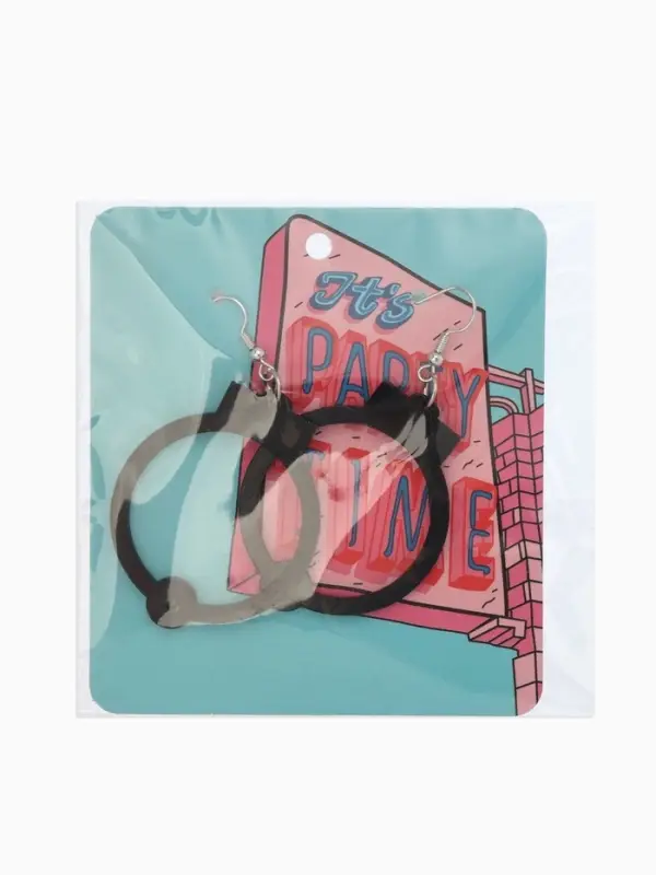 Серьги акриловые &laquo;Наручники&raquo;, чёрные в серебре