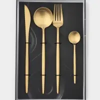 Столовые приборы Magistro &laquo;Фолк&raquo;, 4 предмета, нержавеющая сталь, золотистые