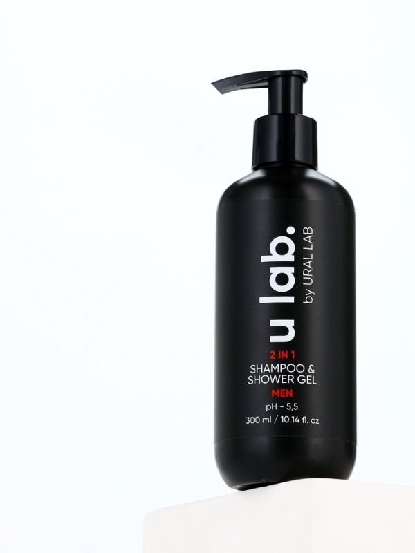 ULAB Мужской гель-шампунь 2в1 300 мл, с ментолом