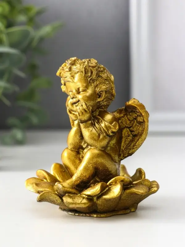 Фигура «Ангел на цветке», 8.5×7.5×7 см, золото