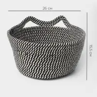 Корзина для хранения LaDо́m &laquo;Кэтс&raquo;, плетёная, ручной работы, с ручками, хлопок, 26&times;26&times;15.5 см, чёрная