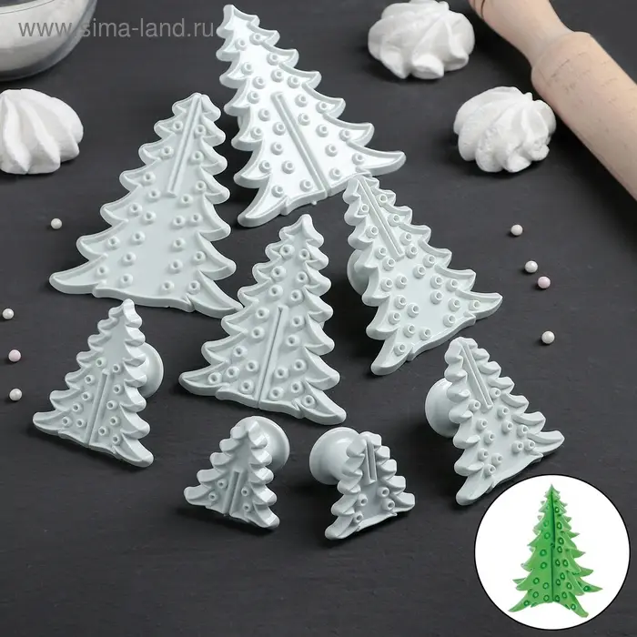 Набор печатей для теста и марципана Доляна «Ёлочка», 8 шт, d=4/6/8,5/10 см, h=3,5 см Набор печатей для теста и марципана Доляна «Ёлочка», 8 шт, d=4/6/8,5/10 см, h=3,5 см